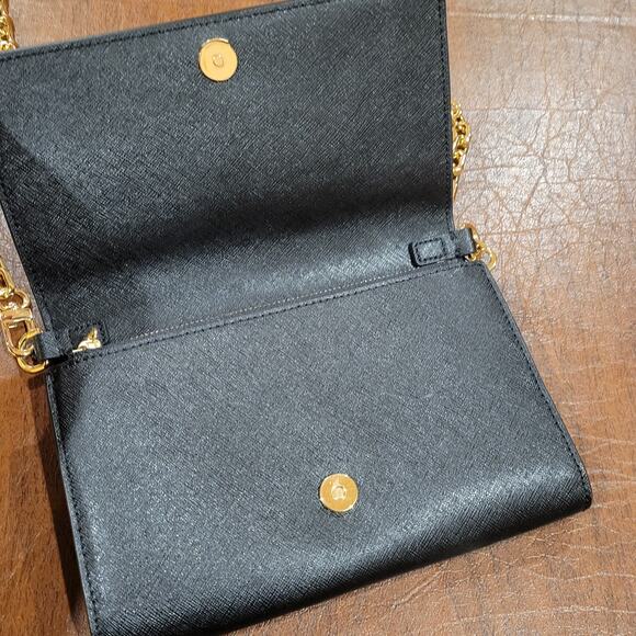 Tory Burch Black Gold tone Chain Leather Shoulder Bag Wristlet/Wallet combo - Picture 5 of 12